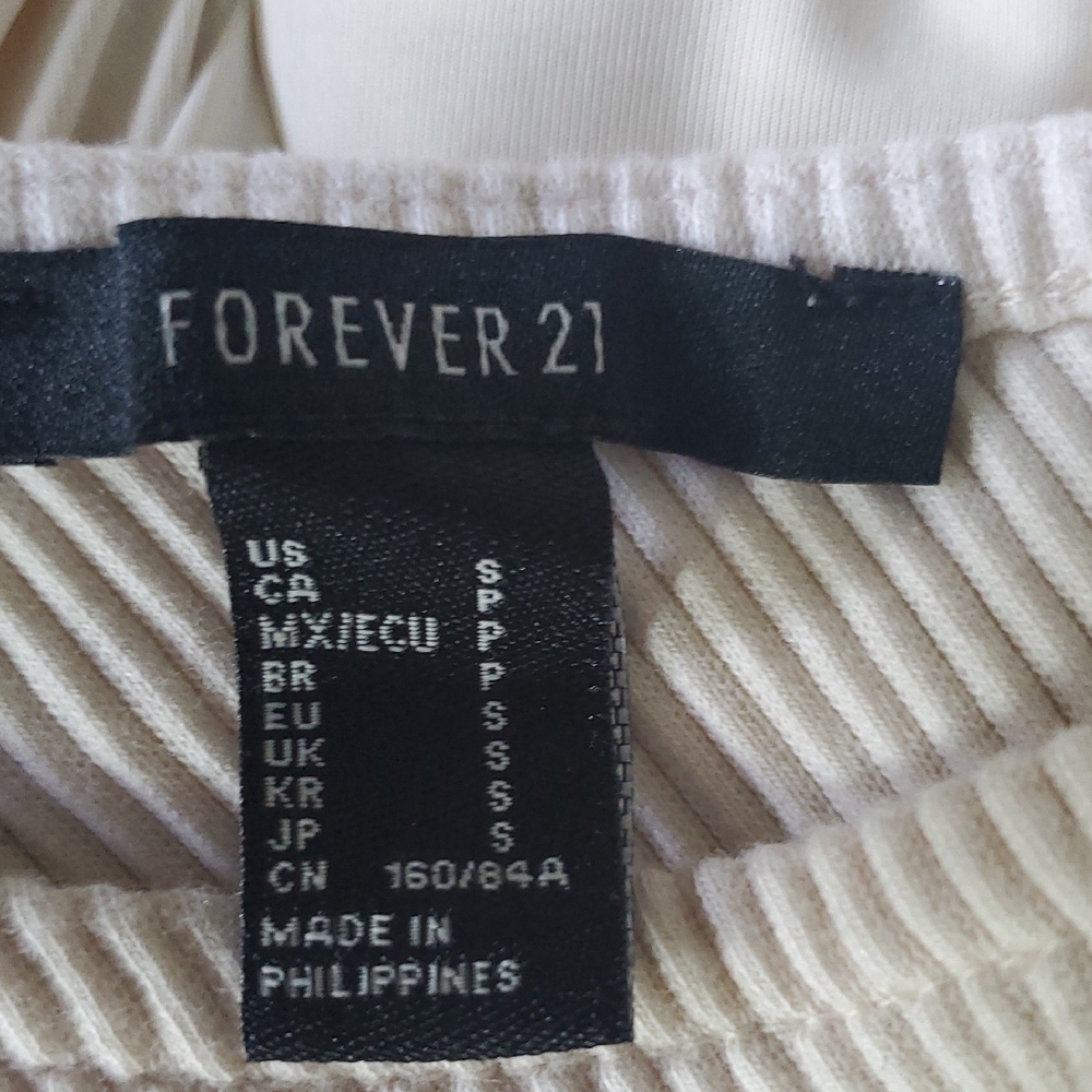 Forever 21 Cream Ribbed One-Shoulder Tank - Picture 2 of 5